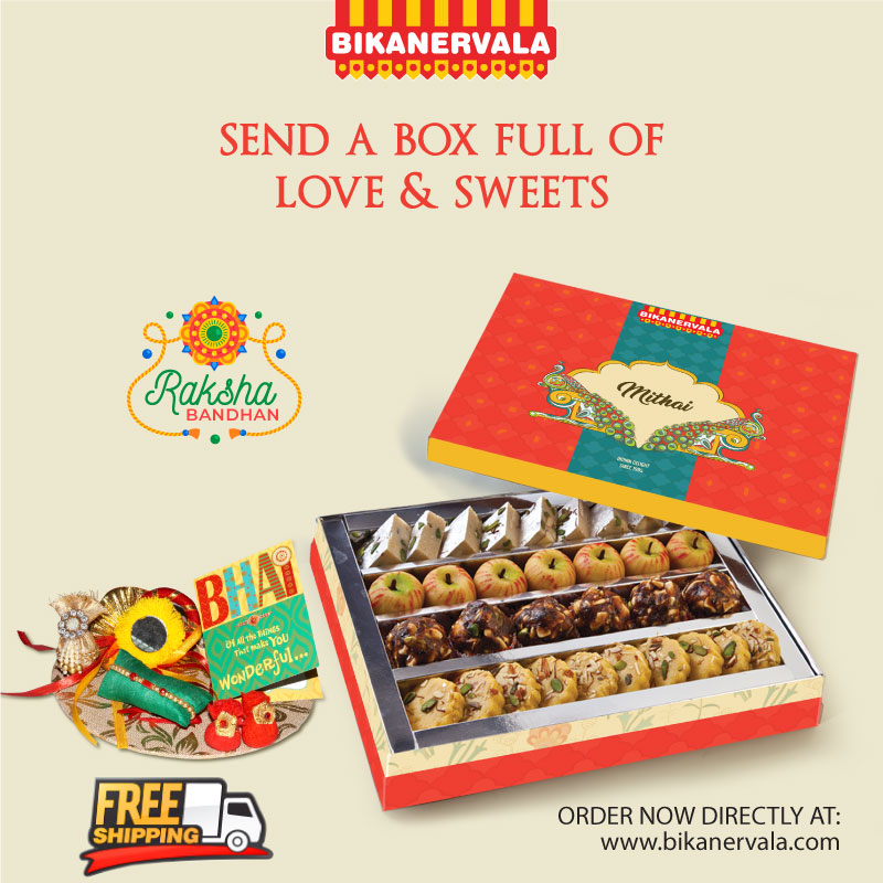 BikanervalaIN's tweet photo. Celebrate this Rakhi with Bikanervala, Sweet box is not just full of sweets and flavors but also your immense love…! 
ORDER NOW from Swiggy &amp; Zomato or Shop online https://t.co/N9aVelngNO

#bikanervala #rakhi #gifting #Rakhigifts #HomeDelivery #FoodLovers #TemptingSweets https://t.co/Y6QSrR7UWc