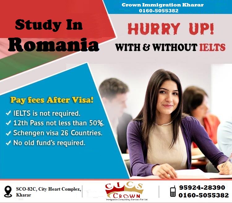 CicsMohali7's tweet image. #RomaniaVisa | Europe Visa |  Bachelor’s , Master’s &amp;amp; PHD Options | With or #WithoutIELTS options | No Old Funds | #Gapacceptable 3 -10 Years | Low Budget | World Rank Universities | Study with #Scholarship.
Crown Immigration:
🏢SCO-82C, City Heart Complex#kharar#
📲 0160-5055382