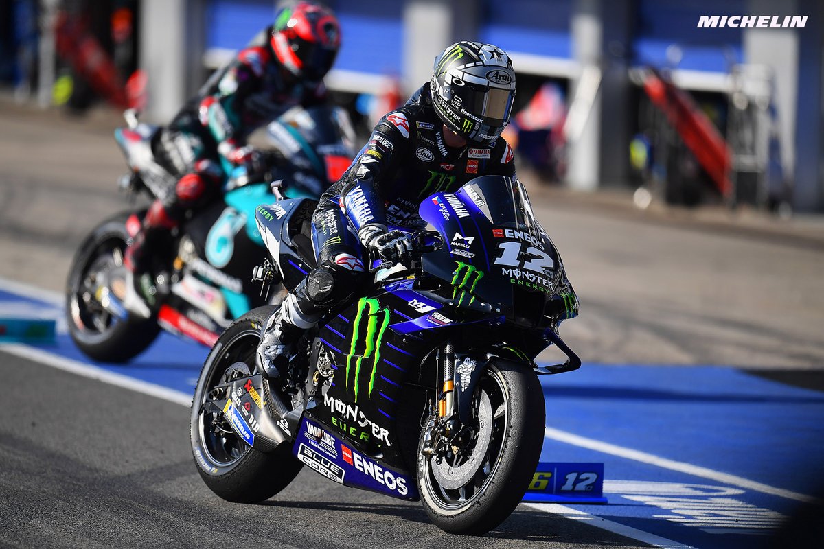 Michelin_Sport's tweet photo. .@mvkoficial12 leads the way after FP3 ahead of @FabioQ20. The 2 riders broke the @circuitodejerez track record  

Can they go faster in QP2 this afternoon?

#AndaluciaGP #MichelinMotoGP #UltimateGrip https://t.co/FjLStKWq4K