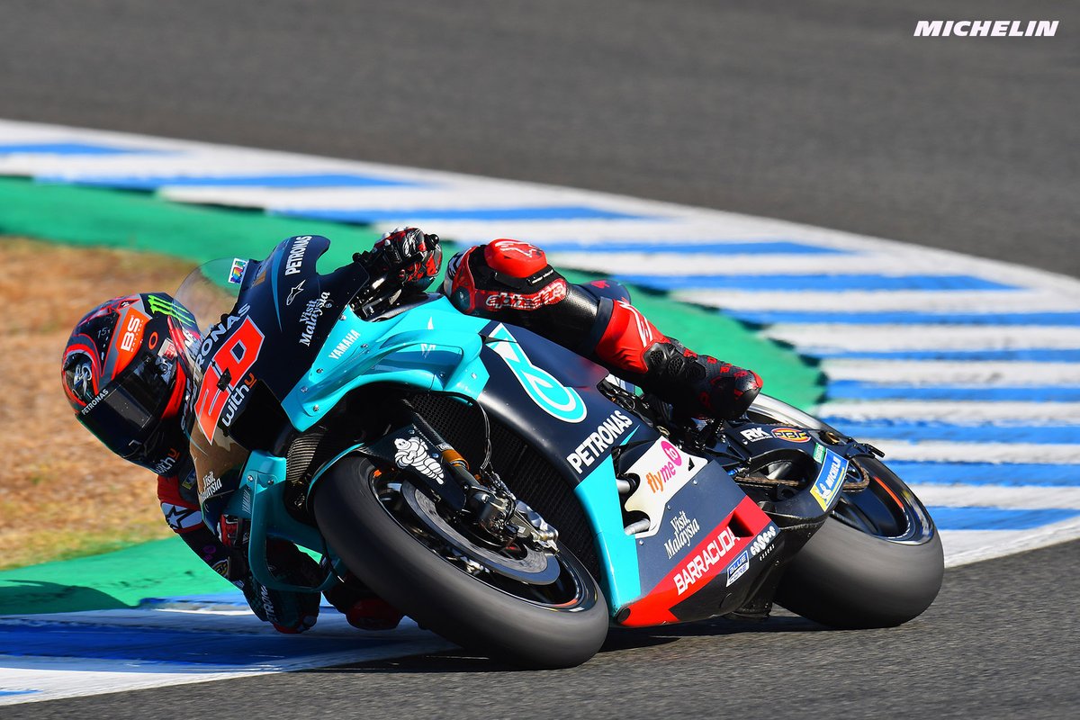 Michelin_Sport's tweet photo. .@mvkoficial12 leads the way after FP3 ahead of @FabioQ20. The 2 riders broke the @circuitodejerez track record  

Can they go faster in QP2 this afternoon?

#AndaluciaGP #MichelinMotoGP #UltimateGrip https://t.co/FjLStKWq4K