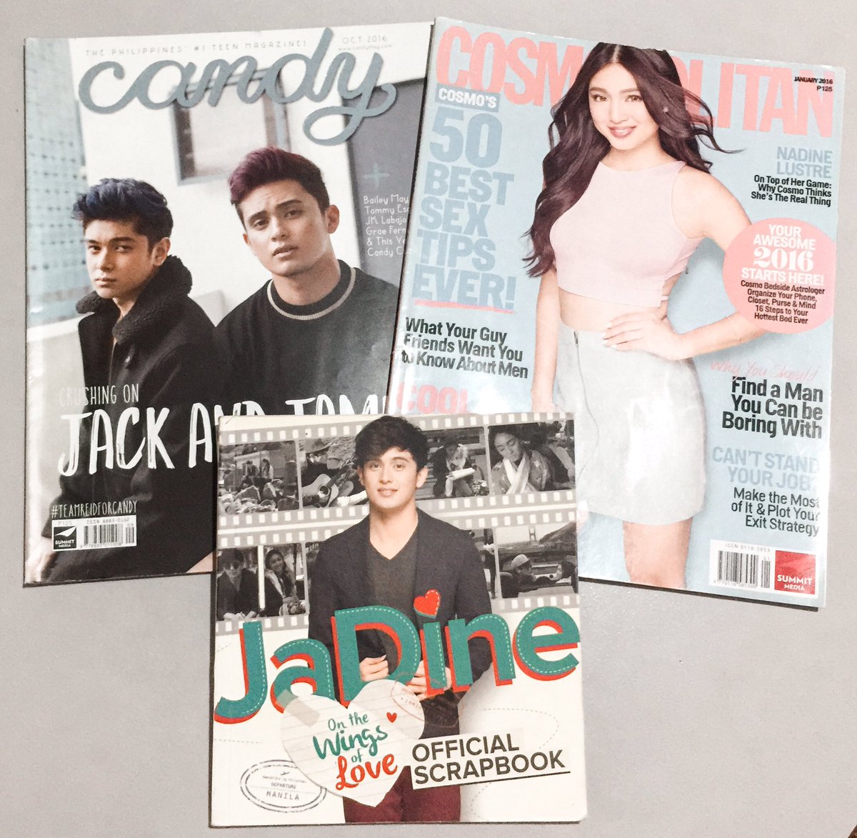 JaDineAngels's tweet photo. SELLING MY PRELOVED JADINE MERCHANDISE!!!

SET INCLUDES
• Candy Magazine Jack and James (2016 issue)
• Cosmopolitan Nadine (2016 issue)
• OTWOL Official Scrapbook

DM ME FOR THE PRICE! 🙂 https://t.co/ah708hcalw