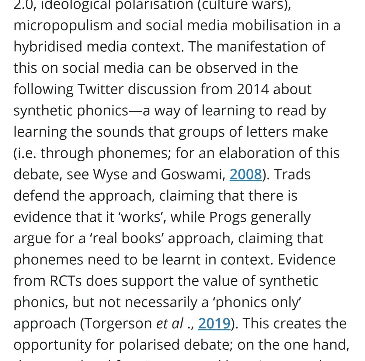 25. Then we get into the reading wars which have run for... a century? Let's skip past this. Other than to say that here we see Trads are obsessed with what works in the class room. Also, funny to use "claiming" in regards to phonics having evidence. Phonics works.