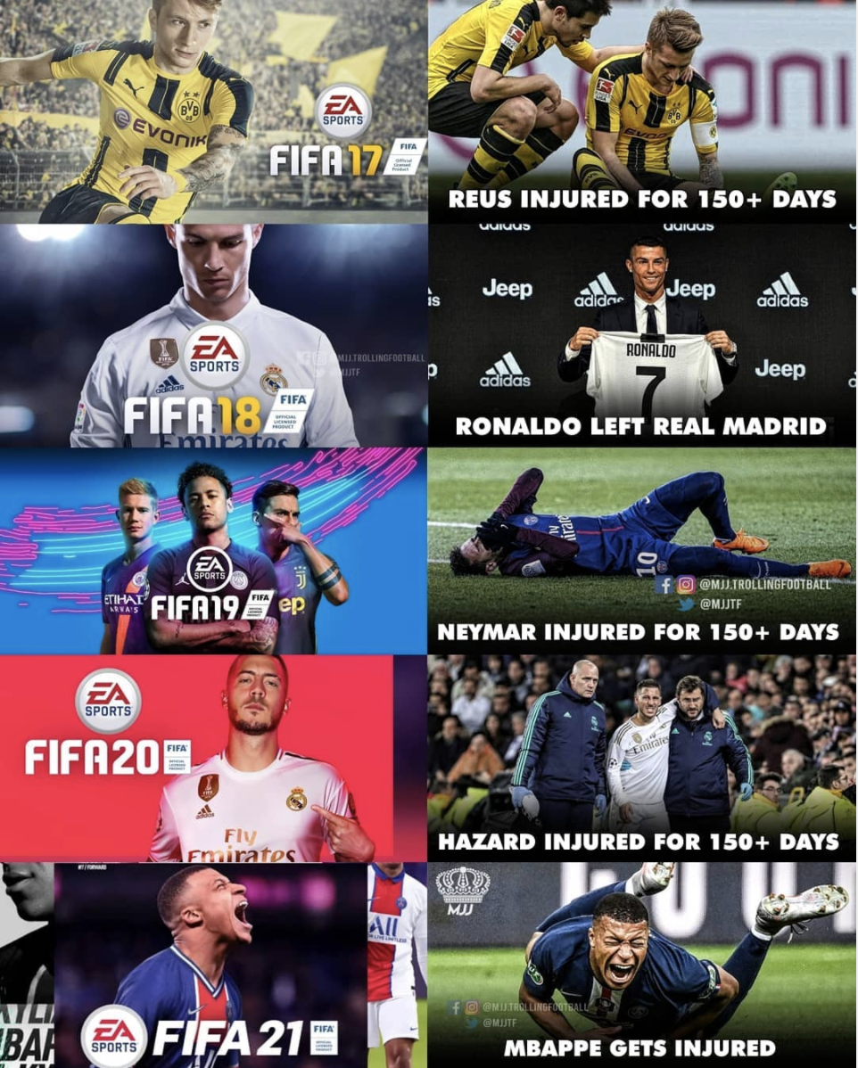 TrollFootball's tweet photo. The FIFA curse https://t.co/UCeuzwRFow