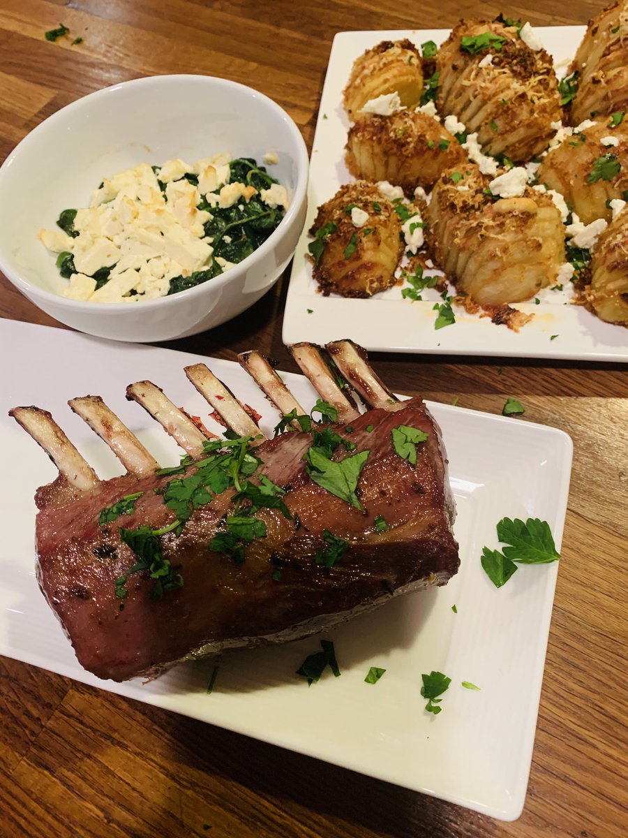 NicoleBouchet's tweet photo. And dinner is served #rackoflamb #hasselbackpotatoes #spinach #feta #simplerecipesthatwork #nicolebouchet #goodfood #yum #foodlove #eatme #foodideas #mealideas #foodforthought #foodporn #etsynicolebouchet https://t.co/8t8IrmQV7h