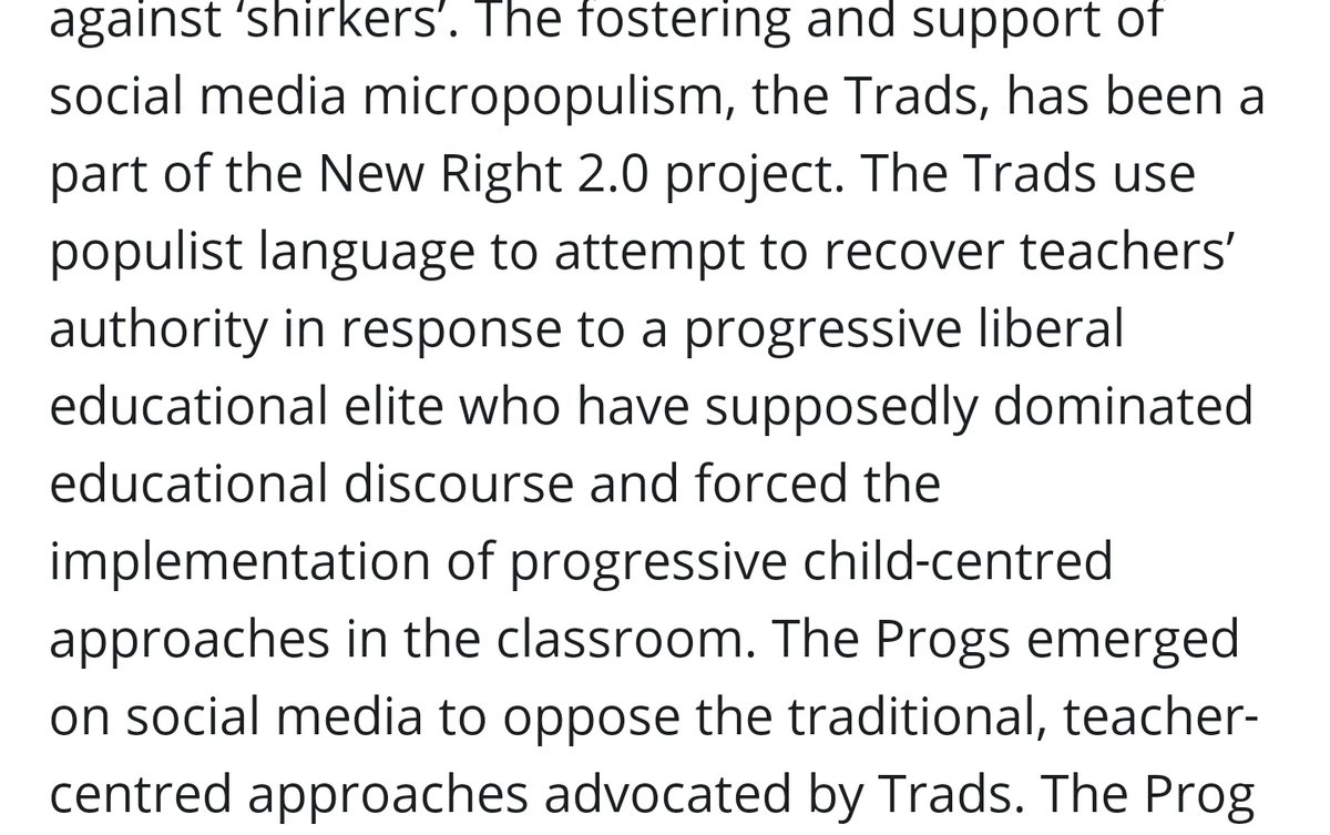 27. Speaking of mind reading, there's some going on here with regards to Trad's main drivers. Also: interesting "liberal educational elite who have supposedly dominated educational discourse"