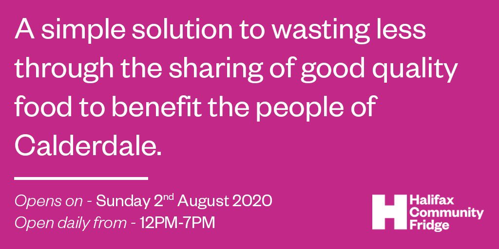 HalifaxFridge's tweet photo. A simple way to share good food instead of wasting it. 

#HalifaxCommunityFridge 

Opens on - Sunday 2nd August 2020 https://t.co/kIzbMZ0zVP