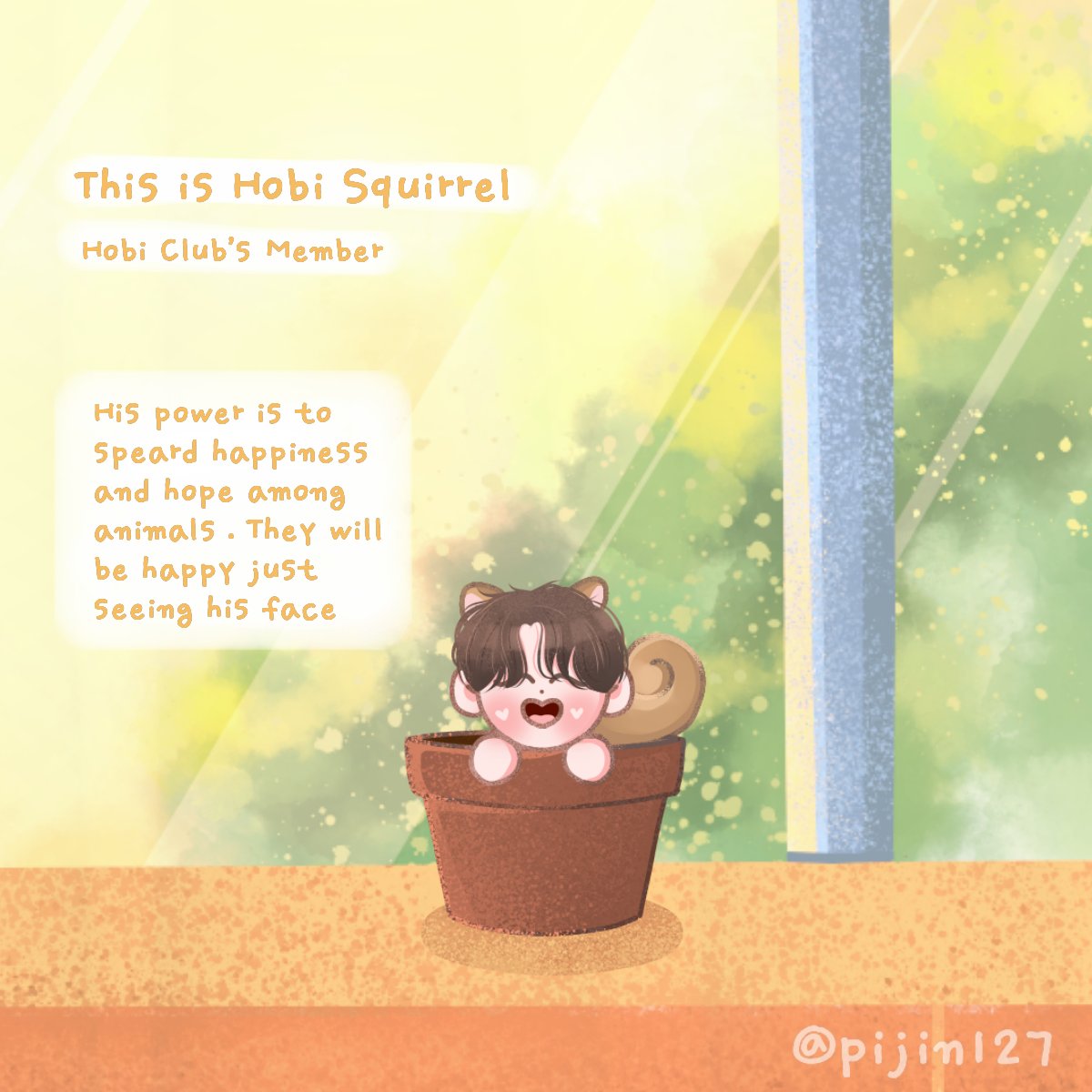 Pijin127's tweet photo. Squirrel Hobi's ability
#HopeClub 
@BTS_twt
#bts #hobi #btsfanarts #JHOPE #JungHoseok https://t.co/7KcvxQcdi0