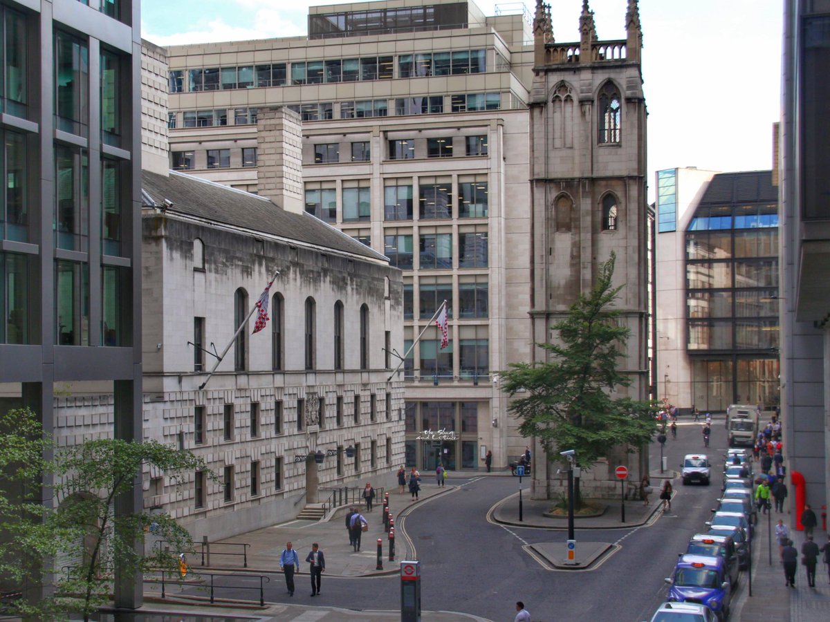 squaremileplod's tweet photo. The church of St Alban, Wood Street stood on what was said to have been a place of worship since the 8th century.  Rebuilt by Wren post Great Fire, its tower was completed in 1685. The tower is all that now remains - the church was largely destroyed during the Blitz. https://t.co/tb3N0xVnOb
