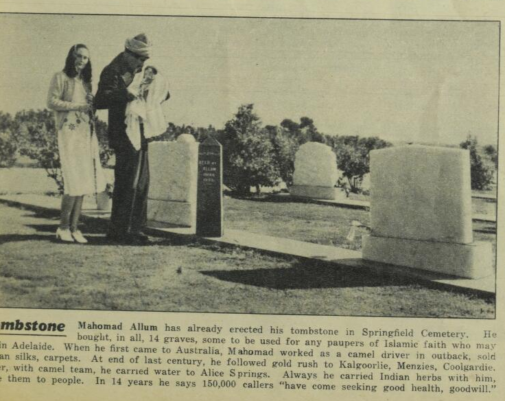 He died on 21 March 1964 was buried in the cemetery that he had purchased much earlier and had already erected his tombstone there. The funeral procession from the mosque to the Centennial Park cemetery was over a mile long.