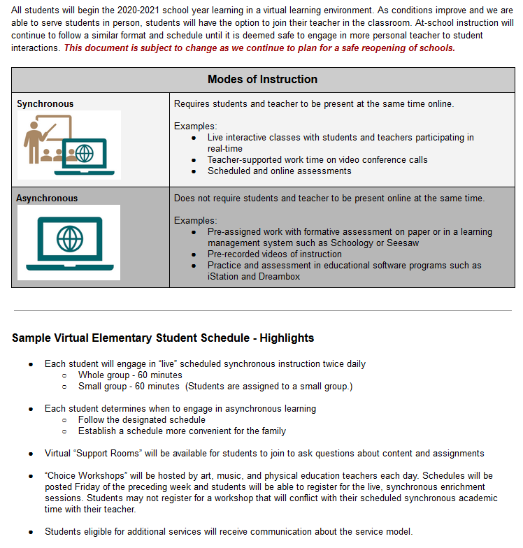 bstockus's tweet photo. Happy to see that my district's sample daily schedule for elementary virtual learning has already been revised based on feedback to include more time for teacher planning and student support. https://t.co/7vfkPY70dv