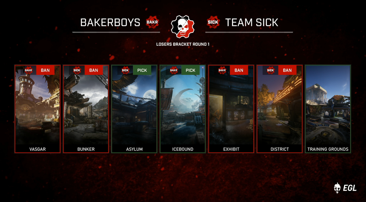EGL's tweet photo. ⚙️ Team Sick vs Baker Boys ⚙️
Up next is #TeamSick vs #BakerBoys from the Losers Bracket Round 1 matches!
Could we see a Pro League team knocked out?
Live at -
📺 - https://t.co/G6KlJxoKHm
🎙️ - @GuyBlazeLive & @Frewtube
@EsportsGears #GearsEsports #Gears5 https://t.co/PvCMCXrZwp