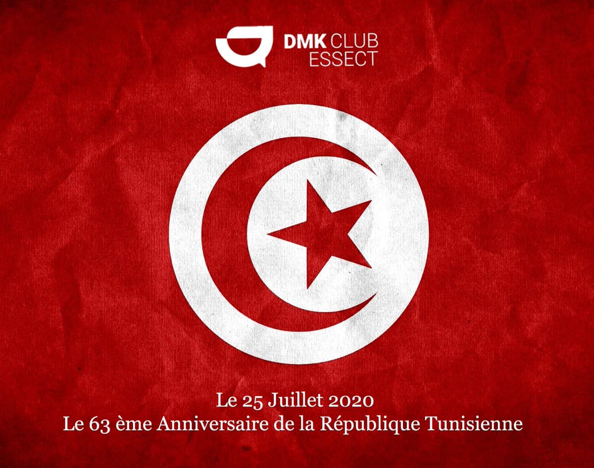 ClubDmk's tweet photo. c'est le 25 Juillet 2020 😍
C'est le 63 éme Anniversaire de la République Tunisienne 🇹🇳💪🏻
Pour cela Vive notre Tunisie 😍🇹🇳
#DMKClubESSECT https://t.co/BM8o3Ujlp0