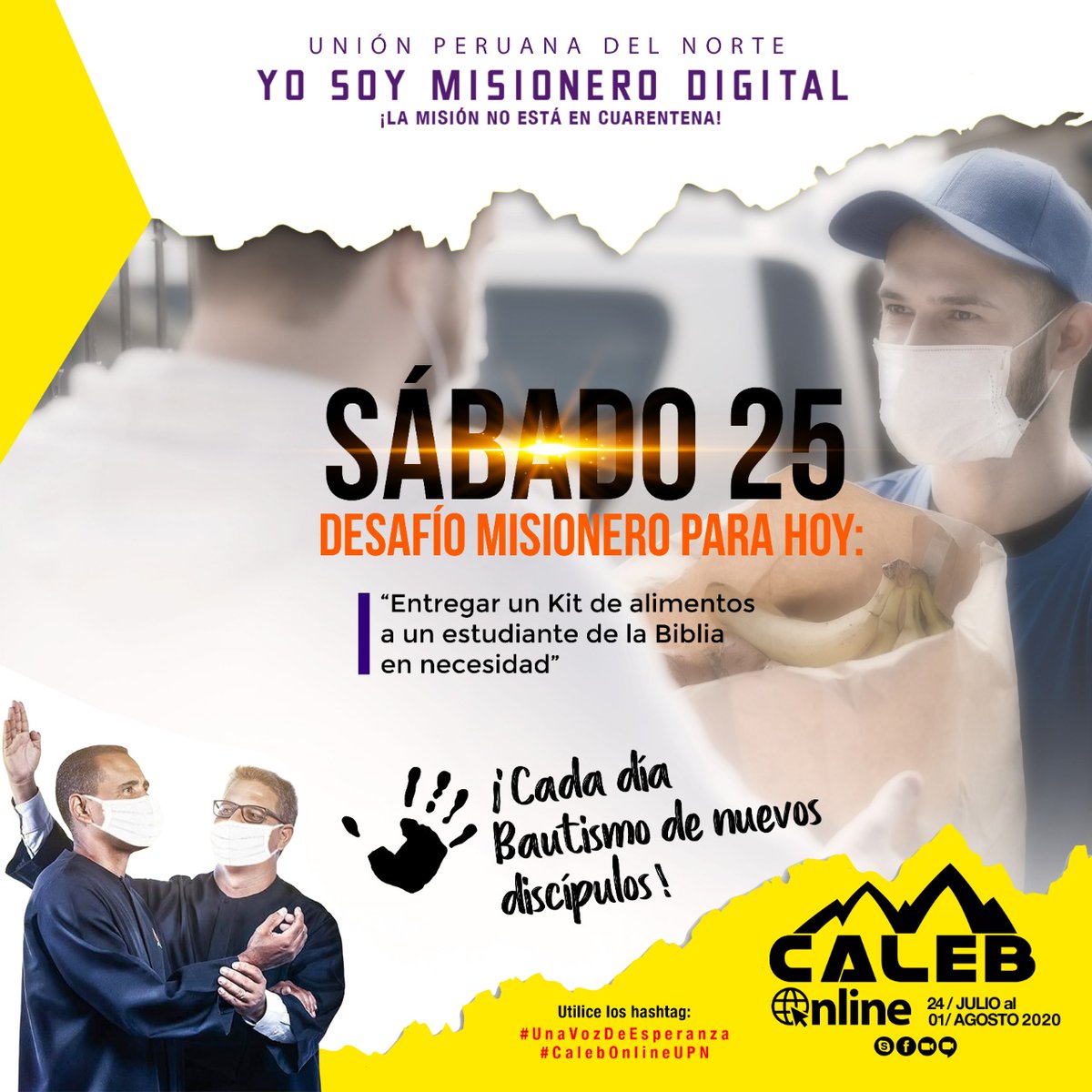 YoDanielMontes's tweet photo. 🚨 El desafío de hoy 👉🏻 Entrega un kit de alimentos a un estudiante de la Biblia en necesidad 😀 Publica tus fotos y videos con los Hashtags 📌 #CalebOnlineUPN y 📌 #UnaVozDeEsperanza 📲 Las mejores aparecerán en el #NotiCaleb! 📸🎥 https://t.co/1vwqtmYvZT