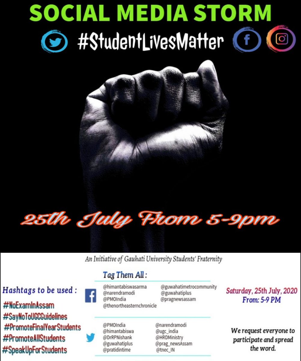 simisaha7's tweet photo. #SayNoToUgc 
#cancelfinalyearexam 
#PromoteAllStudents 
#NoExamInAssam
#PromoteFinalYearStudents 
@ugc_india @CMOfficeAssam @himantabiswa @DrRPNishank @PragNews @NewsLiveGhy @DY365 @pratidintime https://t.co/5RwCqLFNJH#cancelfinalyearexam https://t.co/jHDKscw07M