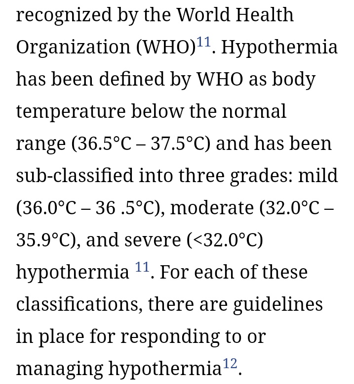 WHO mengklasifikasikan derajat hipotermia menjadi tigaHipotermia ringan (36,5-36,0 °C)Hipotermia sedang (35,9-32 °C)Hipotermia berat (<32 °C)Pertolongan pertama hipotermia utk masing2 derajat akan dibahas pada thread terpisah. Kita akan fokus pada paradoksnya saja kali ini