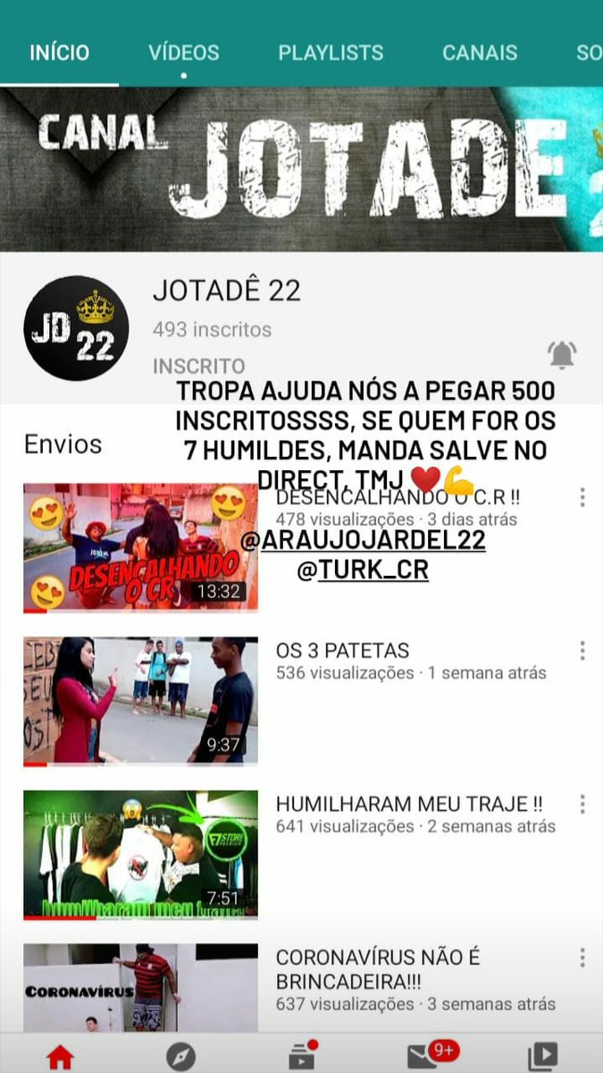 jotadd22's tweet photo. Me ajuda a bater 500 inscritos família??
https://t.co/xPXDZWwO5M https://t.co/H4lPTJBX6X