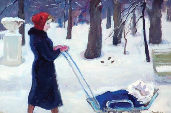 Both Claire and this Soviet mama know that cold air is good for the baby. 6. First Born by Elza Davidovna Khokhlovkina