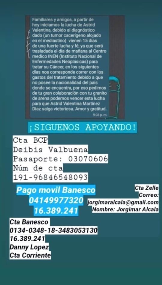 Franklinljv_'s tweet photo. POR FAVOR!!! Ayudemos a mi amiga Astrid cualquier aporte es agradecido 😭🙏🏻 @AyudaAstrid https://t.co/YdptEyCoW2