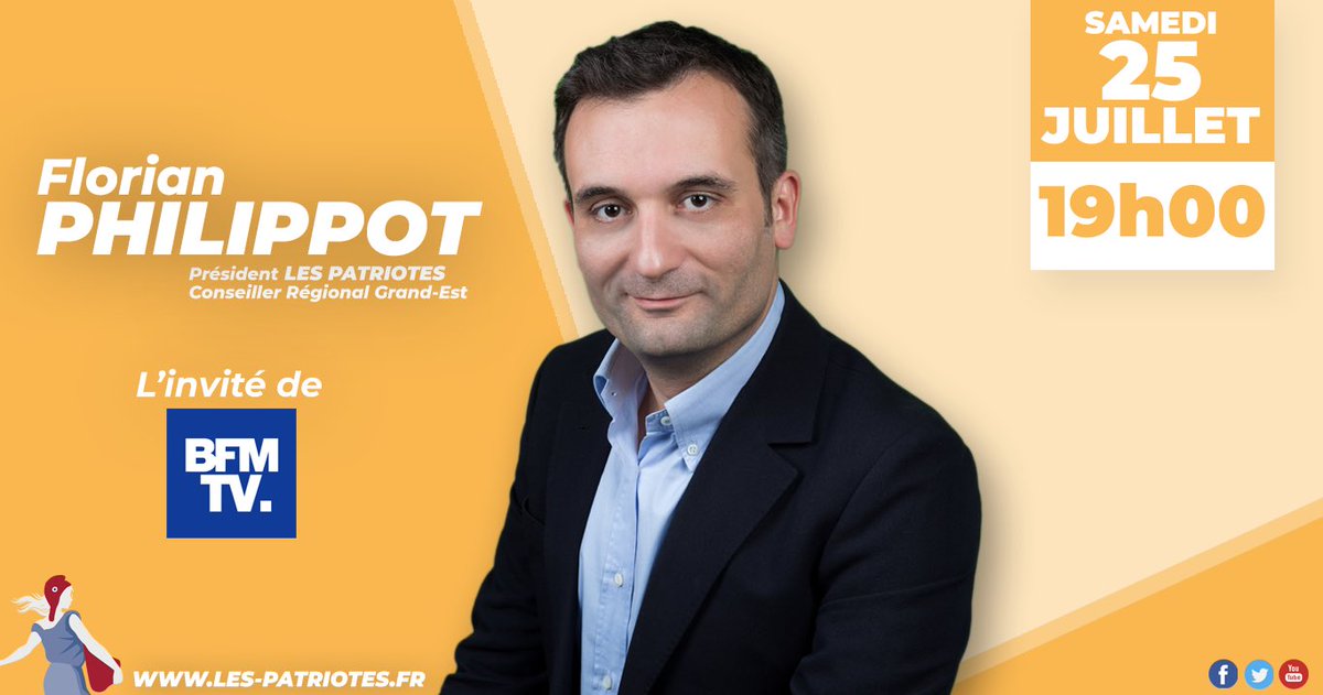 _LesPatriotes69's tweet photo. 🎙Retrouvez @f_philippot ce soir sur @BFMTV à partir de 19h

#BFMTV #FlorianPhilippot #Frexit @Politiquemedia https://t.co/q5ZtykQqyC