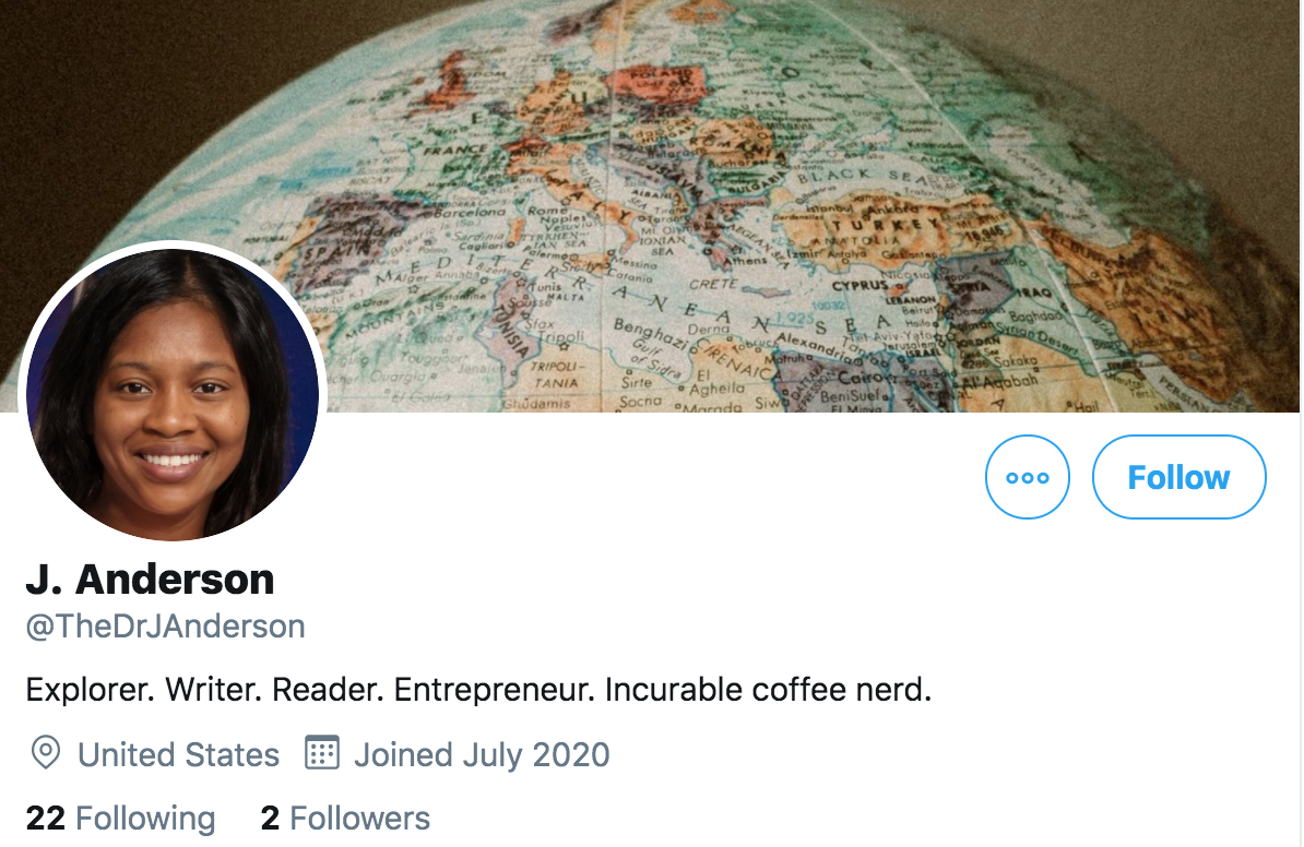 Next up is another July 2020 creation,  @TheDrJAnderson (permanent ID 1282083076261257218). This account presents itself as a  @JoeBiden supporter and attacks  @AOC and  @BernieSanders, with occasional tweets about South African politics thrown in for good measure.
