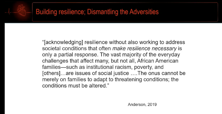 Onus cannot be on those who are resilient to dismantle the adversities. it is on all of us to change this #ASPC20  #heartofprevention Keynote lecture by Dr. Herman Taylor  @JHS_HeartStudy Heart activism Community is keyknowledge of what is impacting AA Health