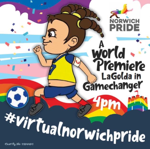 proudcanaries's tweet photo. We and #VirtualNorwichPride @NorwichPride are proud to premiere @_LaGolda Gamechanger with an outro from @JessFishlock - catch it here while you can! https://t.co/sCCDDaIO49 https://t.co/WGljnCqzsq