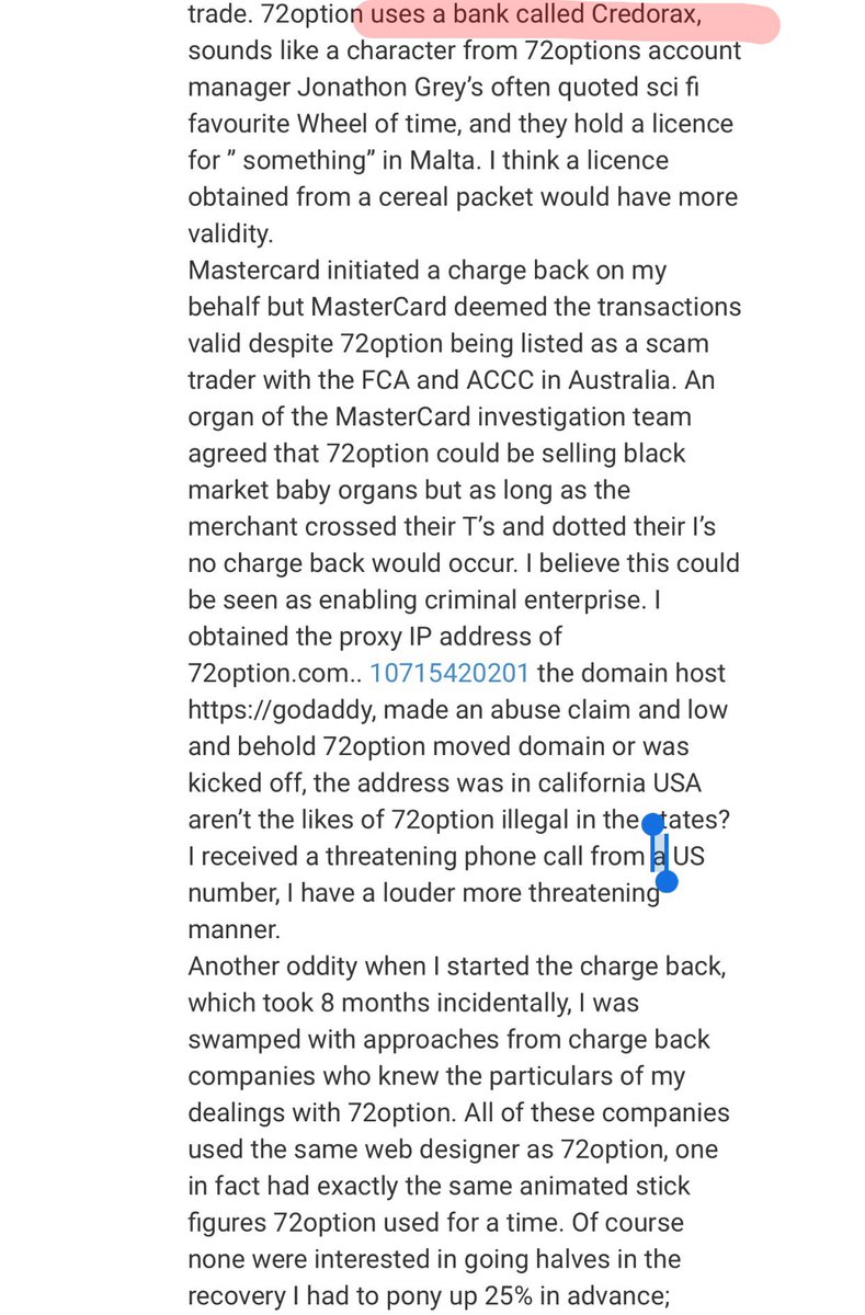 Paulm81212253's tweet photo. #72options was a fraudulent #scam. #credorax acted as payment processor for this scam. Time to investigate these payment processors. https://t.co/xggEd3KLzu
