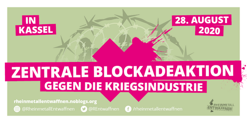 Am 28. August blockieren wir gemeinsam die Rüstungsindustrie in Kassel. 🚨✌️🤓

Wir sind der Anfang vom Ende des globalen Rüstungswettlaufs. Wir wissen, dass dies nur der nächste kleine  Schritt ist, um das Ende des Normalzustands zu besiegeln. 
rheinmetallentwaffnen.noblogs.org/post/2020/07/2…