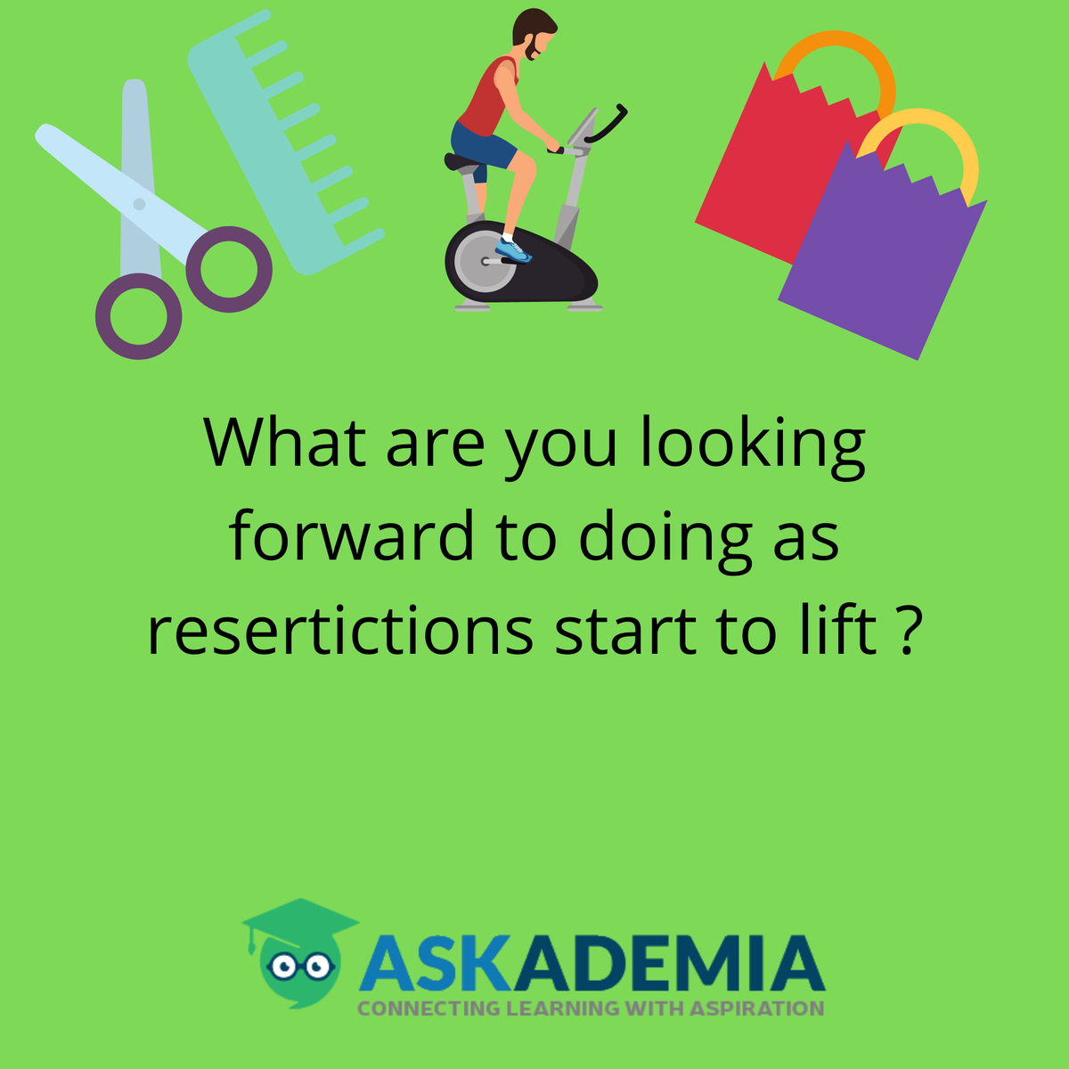 askademia's tweet photo. Hello everyone! 

Since lockdown is lifting, what are you looking forward to?

#Askademia #StaySafe https://t.co/5P6fKZtAEL