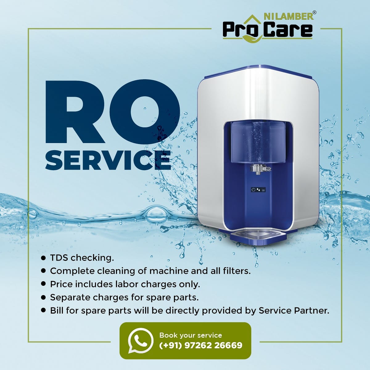 When it comes it RO service, Nilamber ProCare is indisputably the best choice. Our service partners repair & service all brands & models' water purifier and do spare part changes. For booking, call on +91 97262 26669.
#rorepair #roservice #yourserviceexpert #vadodara