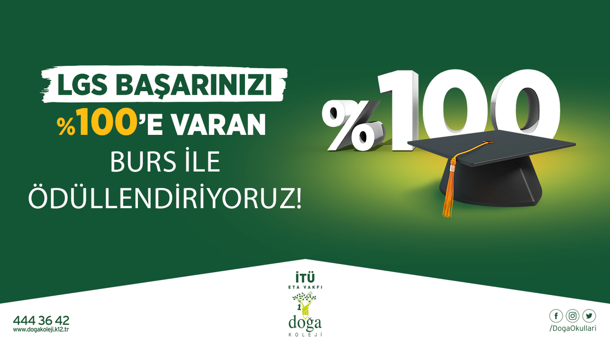 LGS başarınızı %100’e varan burs ile ödüllendiriyoruz! İTÜ ETA Vakfı Doğa Kolejinin burs imkanıyla ayrıcalıklı lise eğitimini kaçırma!

Başvurular için: bit.ly/lgsbursbasvuru