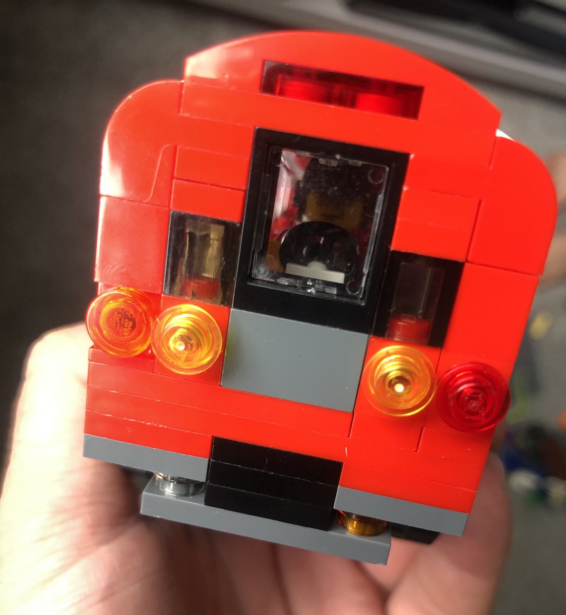 gomboli's tweet photo. Quite proud of this @Lego @centralline. You can see the driver inside and also a passenger that could be me during the @centrallinehell summer. I forgot to install the air conditioning. CC @gommaweb https://t.co/0QjmEtyQvW