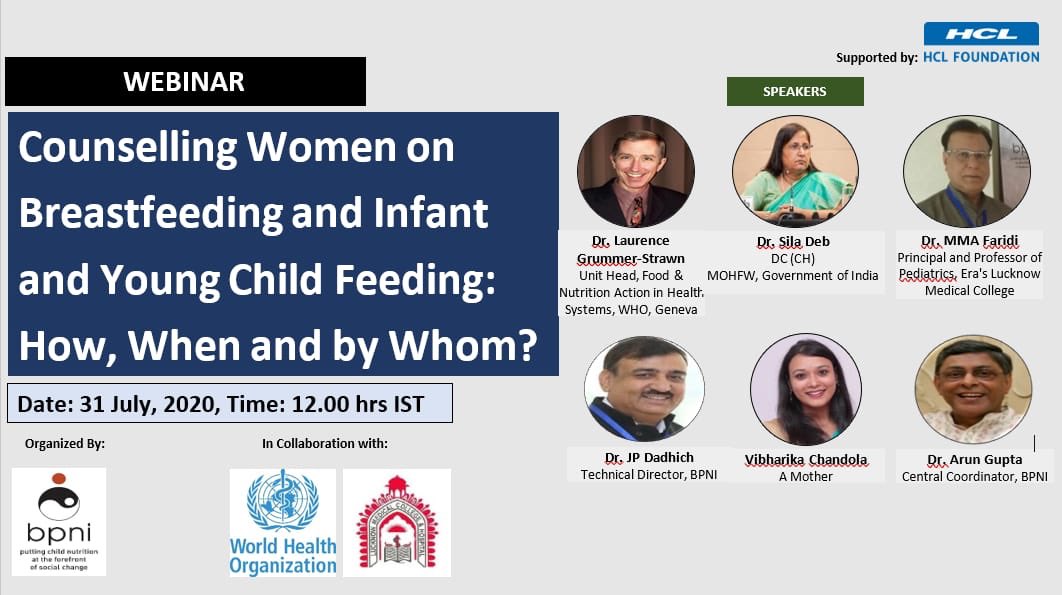 Listen to what WHO , MOH GOI, BPNI , Professor of Medical college and a mother says about counselling on breastfeeding! 
bpni.org/webinar-on-cou… 
You can register here us02web.zoom.us/webinar/regist…