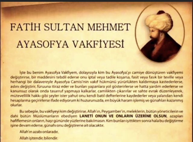 SEBAHATTNSAR1's tweet photo. #AliErbasHaddiniBil diyen asalak sürüsü Diyanet işleri başkanının okuduğu FATİH SULTAN MEHMET HAN’ın vakfiyesi zorunuza gidiyorsa dedelerinizin yanına roma ya gidin https://t.co/7TCT03J1LR
