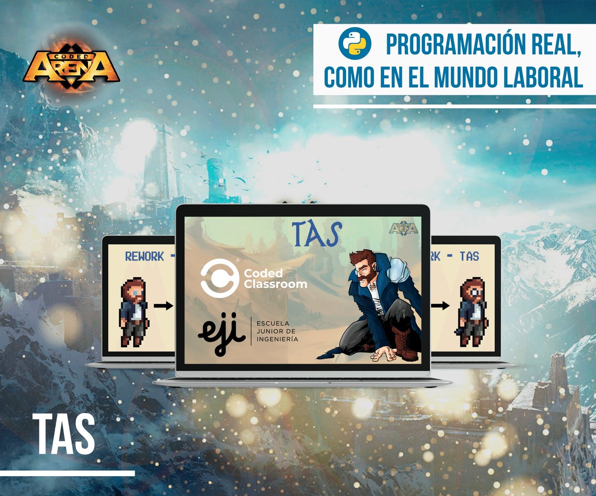 esingenieria_jr's tweet photo. 👾 TAS es otro de los personajes que nos acompañarán en #CodedArena.
💻 El videojuego en el que los niños y niñas programarán con #Python las acciones de sus personajes.
Para más información ponte en contacto con nosotros:
📧 info@junioringenieria.es
☎️ 958 04 33 46 https://t.co/4GuN43CZb5