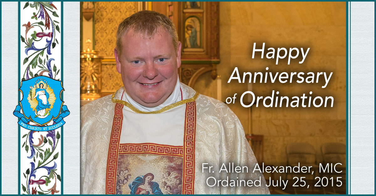 MarianHelper's tweet photo. Today is the Anniversary of Ordination for Fr. Allen Alexander, MIC! https://t.co/Ag2FMcEarB