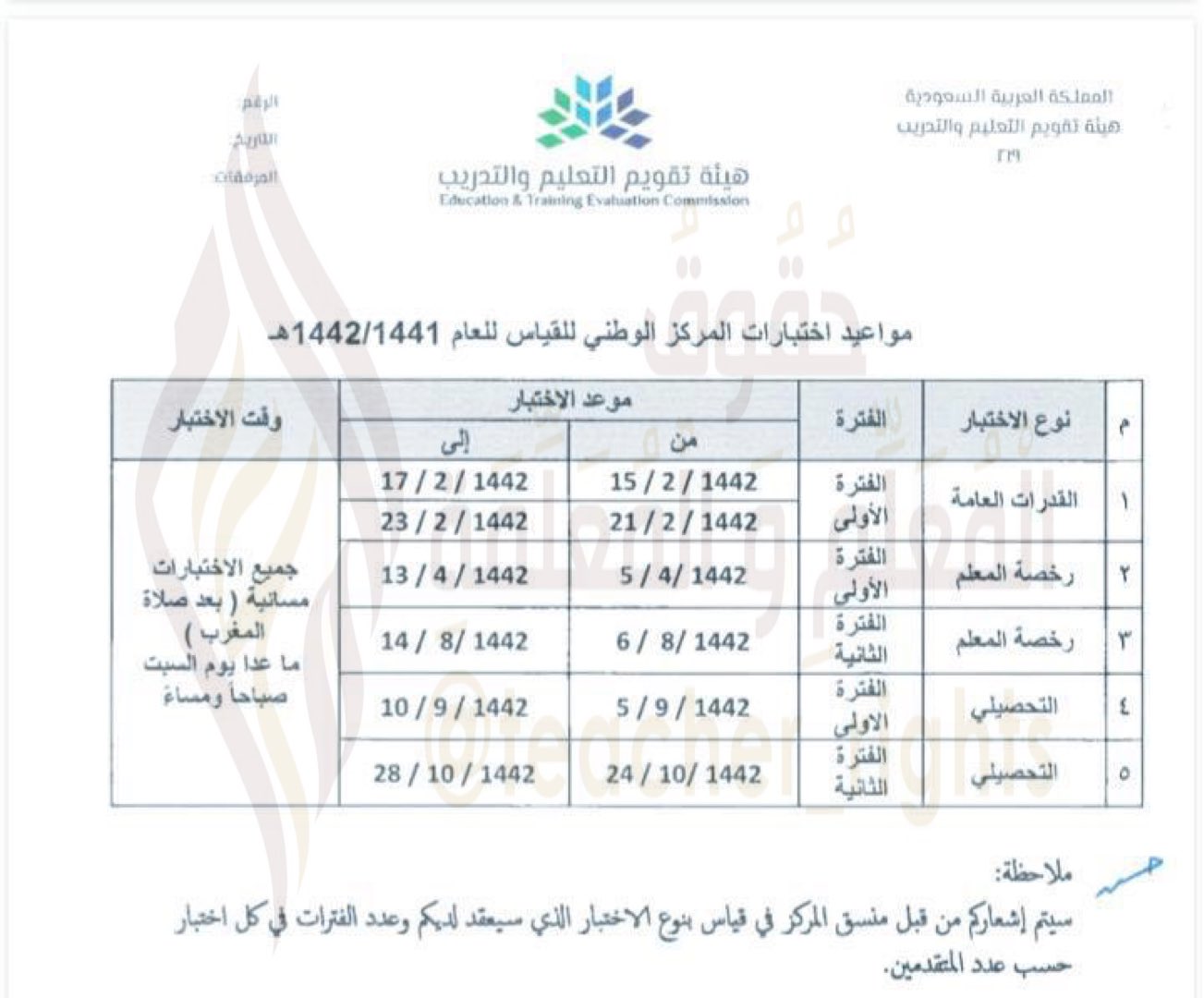 مواعيد اختبار القدرات 2021