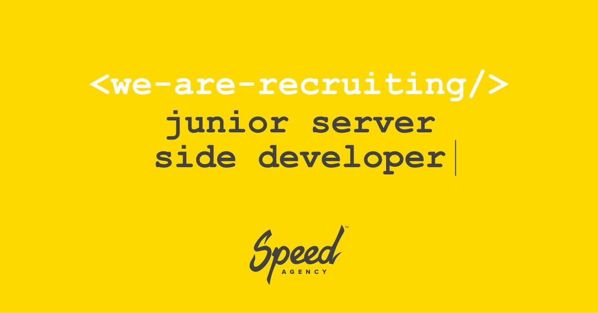Speed Agency is looking for a Junior Server Side Developer to join our growing team of technical perfectionists to deliver ambitious projects for an exciting range of clients.

Visit our careers page, for further details bit.ly/2OGnn1t

#juniordeveloper #development
