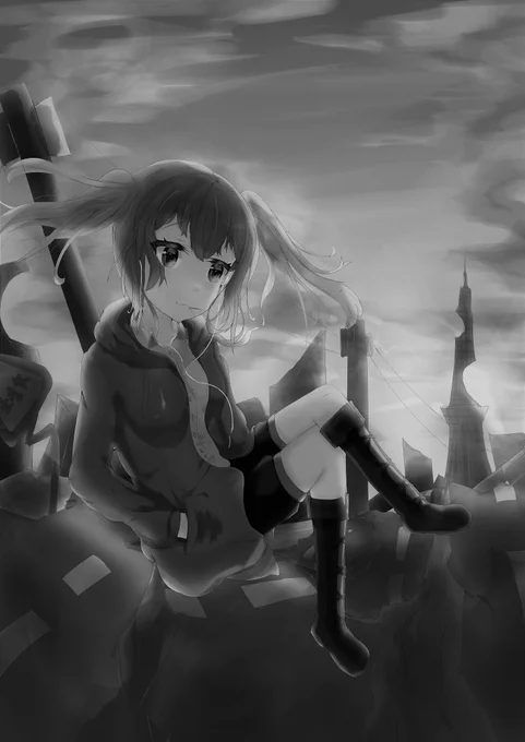 最近モノクロが流行ってるみたいなんで、モノクロ大佐～! #絵をモノクロにするとかっこいい 