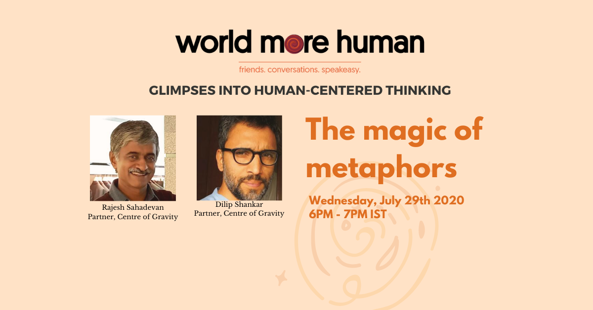 CentreofGravity's tweet photo. Rajesh Sahadevan and Dilip Shankar discuss the beauty of metaphors and its ability to humanize and clarify the most complex of concepts, making problem-solving easy. For everyone. 
https://t.co/L0y2PNRhSq https://t.co/V5Y0mJHeF6