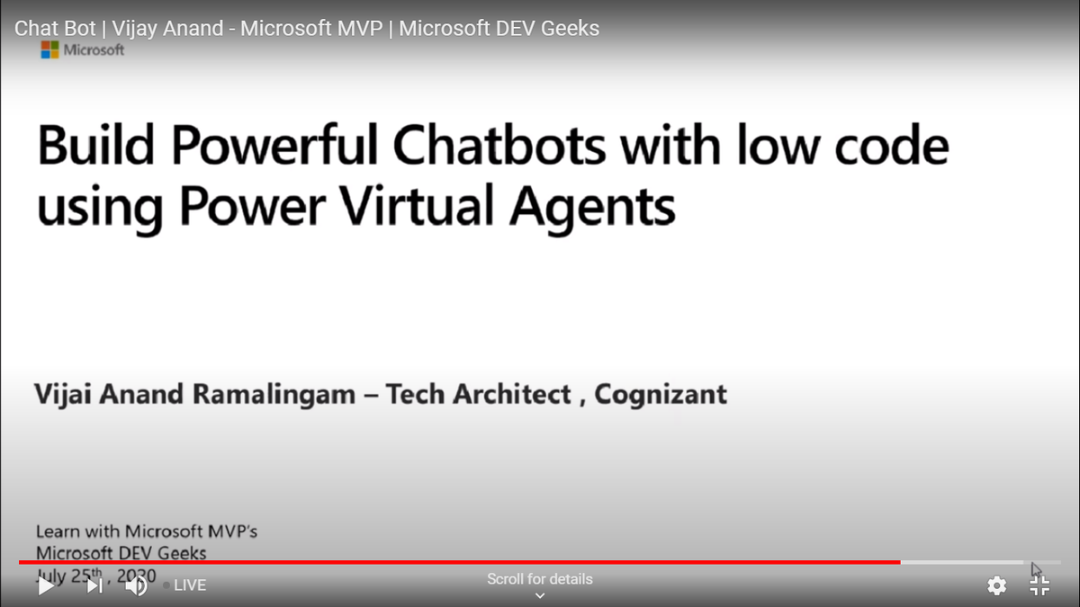 msdevgeeks's tweet photo. We are Live now: "Episode 8 - Chatbots" by VijayAnand
Live Link here: https://t.co/l02900M5v4
Youtube Link Here: https://t.co/pCvWA80nLJ
Kindly Join with us..
#msdevgeeks https://t.co/geLPL5bfWm