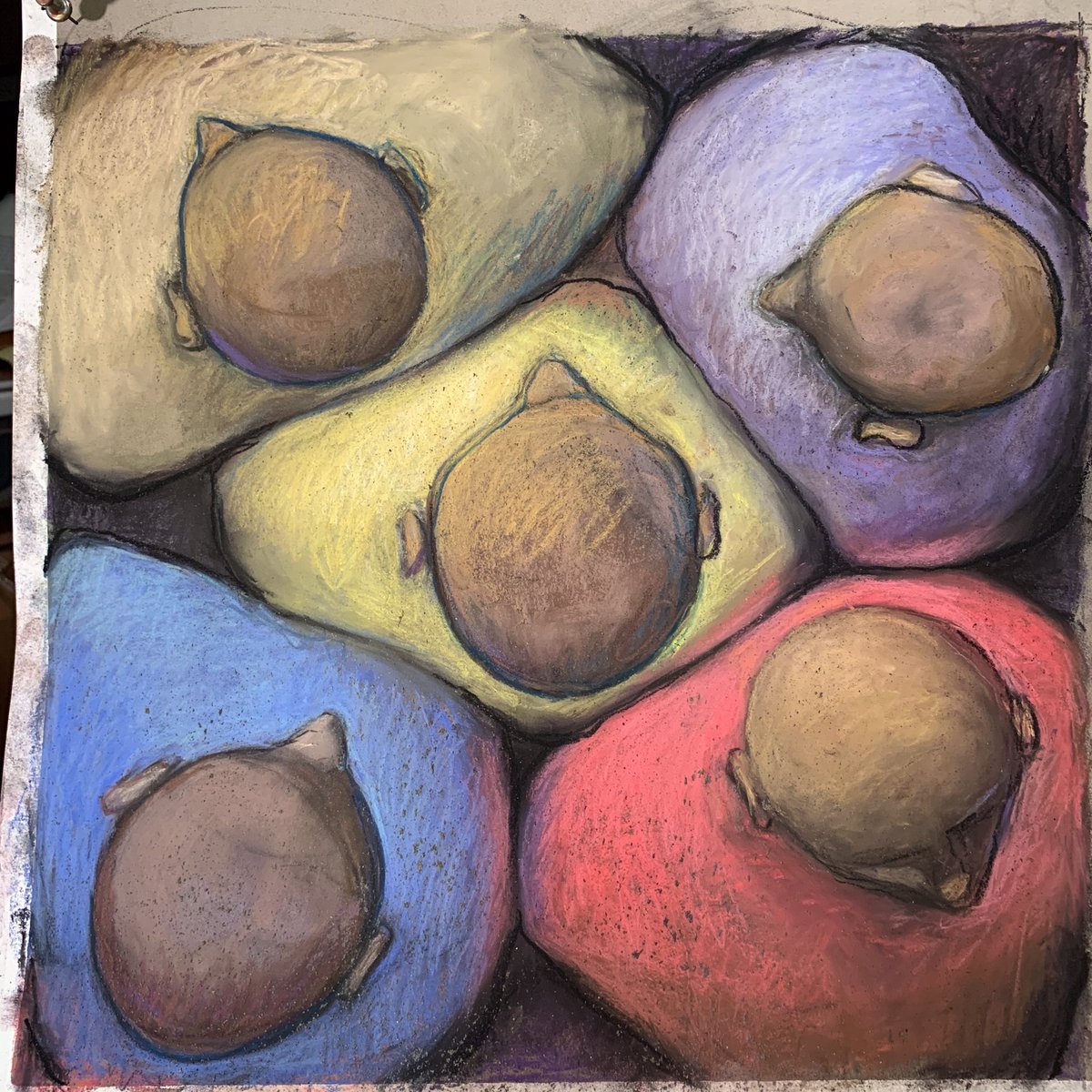 aelterman's tweet photo. Five Friends #pastel #drawing #dibujo #dessin #disegno #zeichnung #art #arte #kunst #drawingoftheday #figure #figurative #figurativeart #artefigurativo #artcollector #artgallery #ContemporaryArt #abstractfiguration https://t.co/XLeNY6GapU