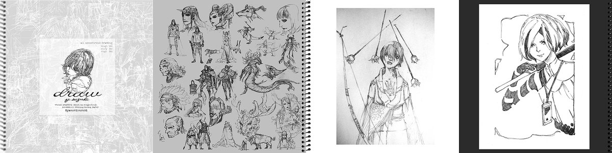 #絵をモノクロにするとかっこいい ラフの方がすてき …んなハッタリだらけのモノクロ冊子に増刷かけました。来月の #みちのくコミティア に委託予定です。余ったら個展行き…??? 