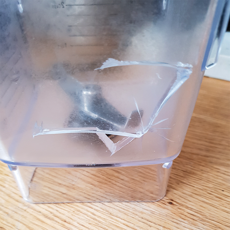 JackieHole's tweet photo. @Blendtec @BlendtecUK 
 :-) my jug just exploded - gave up over a piece of frozen mango #willitblend - good news is that the engine gives out some power from the inside - bad news - irreparable jug - I read there was an 8 year guarantee - does this still hold? https://t.co/k1p2fuFFlU