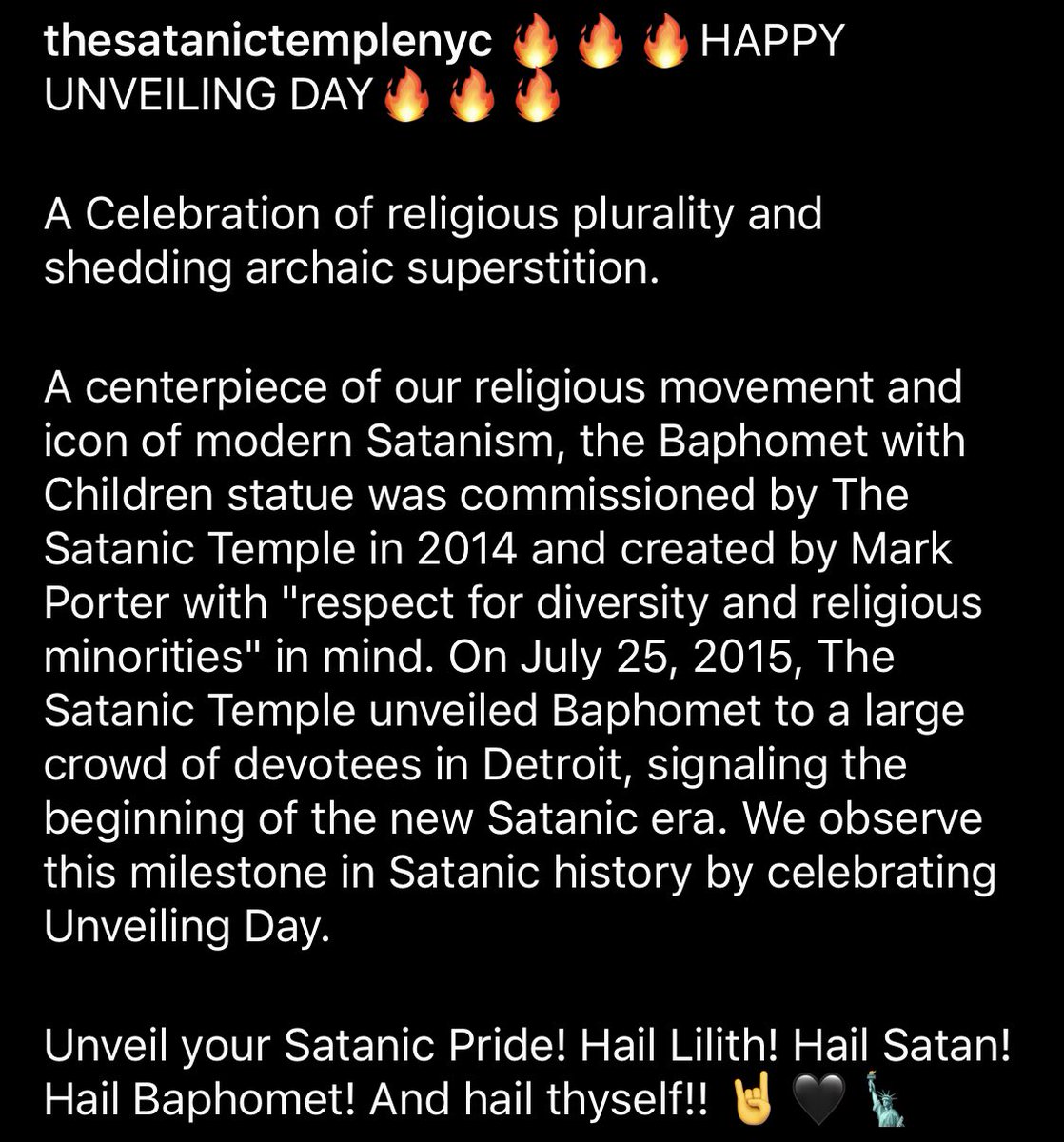 satanicnyc's tweet photo. 🔥🔥🔥HAPPY UNVEILING DAY🔥🔥🔥

Unveil your Satanic Pride! Hail Lilith! Hail Satan! Hail Baphomet! And hail thyself!! 🤘🖤🗽 https://t.co/cqUonIx52l