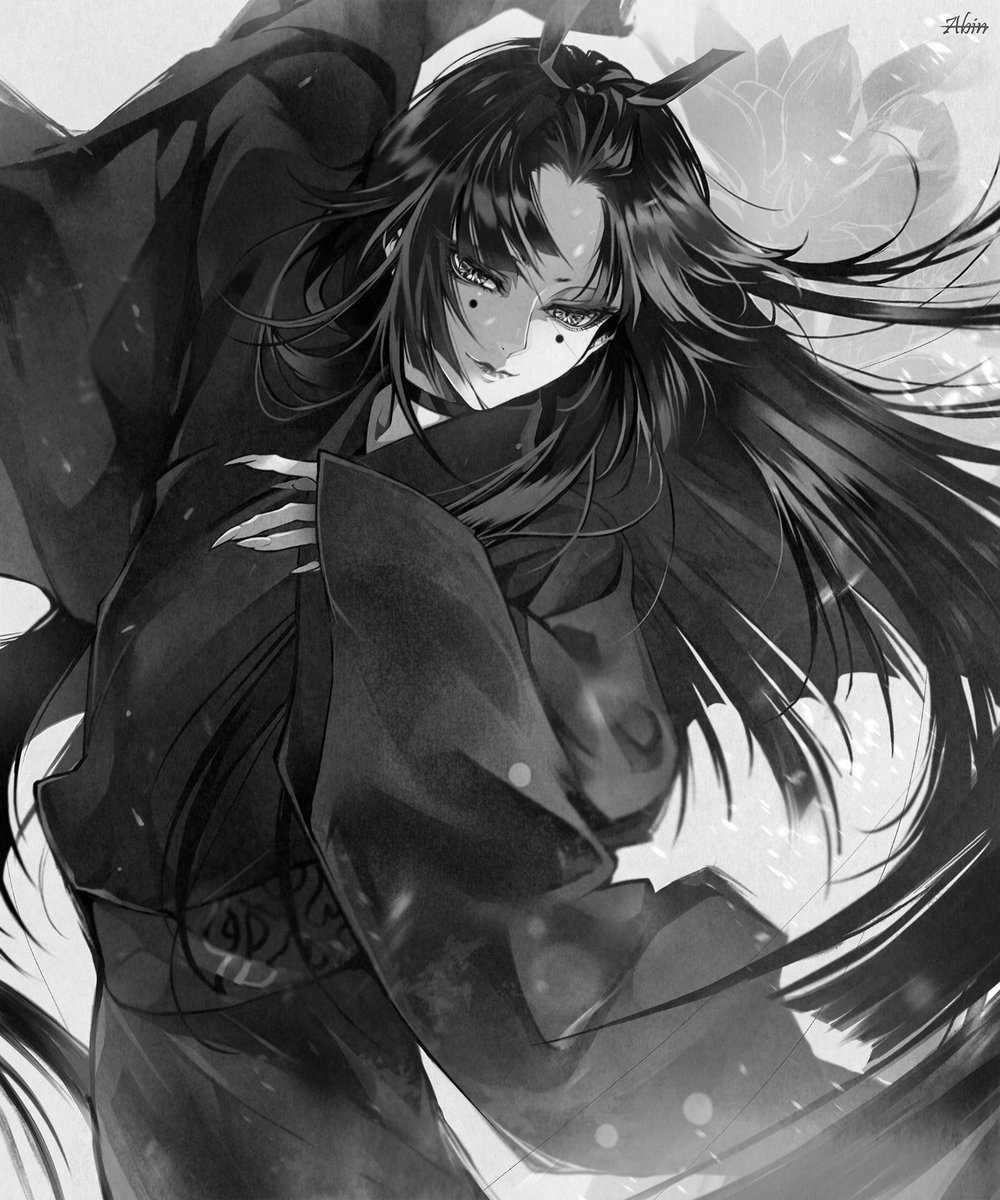 「#絵をモノクロにするとかっこいい 
艶が出ますね…? 」|Abin-ｱﾋﾞﾝ-のイラスト