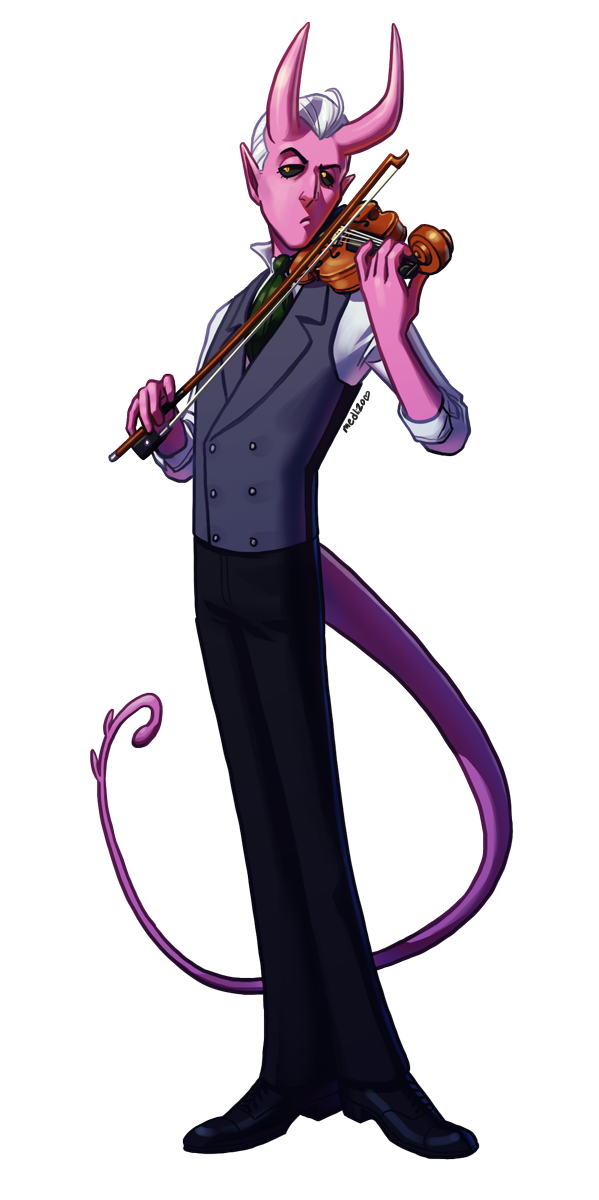 It occurred to me that I've never posted Brendan to Twitter before so here's more of him. He's my kiss-less virgin tiefling bard and a big fuckin' classical music snob.