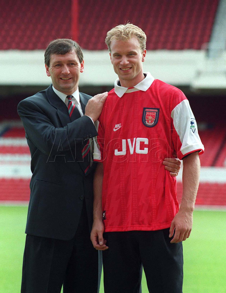 Arsenal signed Dennis Bergkamp in 1995 for a club record 7.5 Mil becoming manager Bruce Rioch’s first signing as manager. On joining Arsenal“I wanted to go to Arsenal to challenge myself. To make a name for myself. To make a difference.”