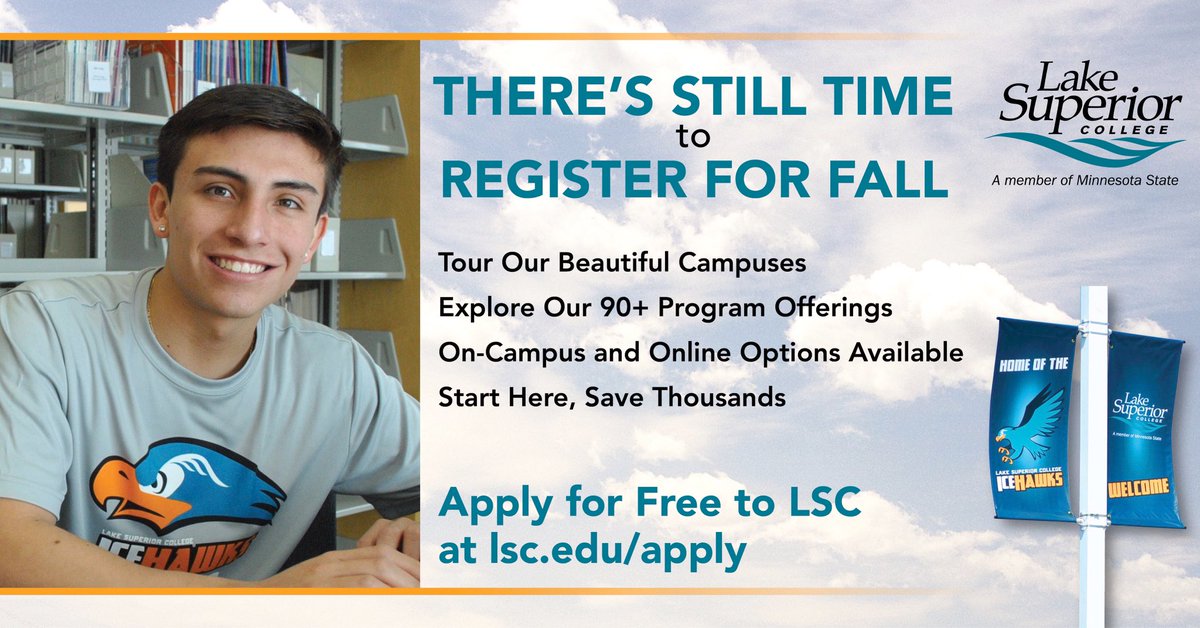 LSC_Duluth's tweet photo. Fall Semester begins in less than a month 😮 and there’s still time to apply and/or register! Courses are being safely offered on-campus, online and/or hybrid options. Start here, save thousands. Take a tour. #ApplyForFreeToLSC at https://t.co/QZqs3gh6rA. Questions? info@lsc.edu https://t.co/KbS99Z76xR
