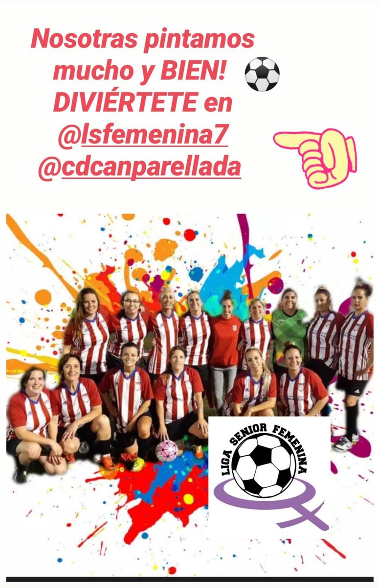 Ven a divertirte con la @LigaSenior al igual que hacen las jugadoras del <a href="/cdcanparellada/">C.D.Can Parellada</a> y pasar un buen rato en esta gran familia de fútbol femenino.
Si tienes un equipo senior femenino anímate te esperamos.